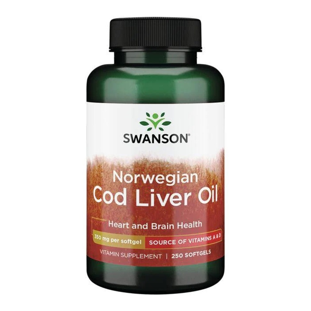Swanson Cod Liver Oil 350mg with Vitamin A & D for Immunity Support 250 Softgels