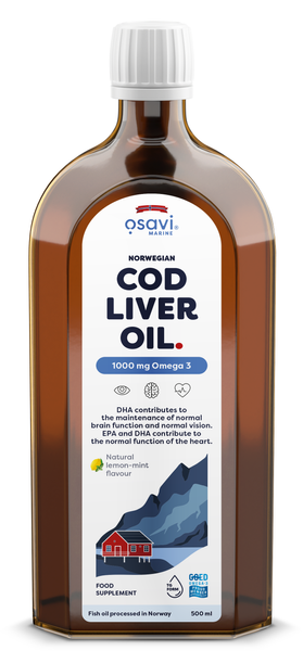 Osavi Norwegian Cod Liver Oil 1000mg Omega 3 Lemon Mint 500 ml