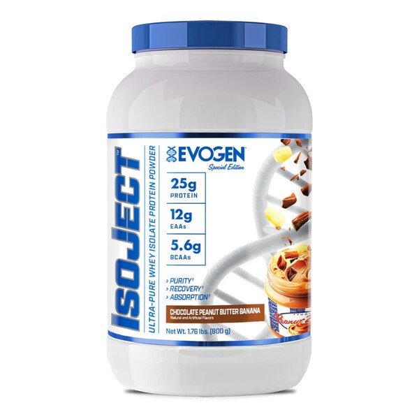 Evogen IsoJect Chocolate Peanut Butter Banana Whey Protein Isolate for Muscle Growth and Recovery 800g