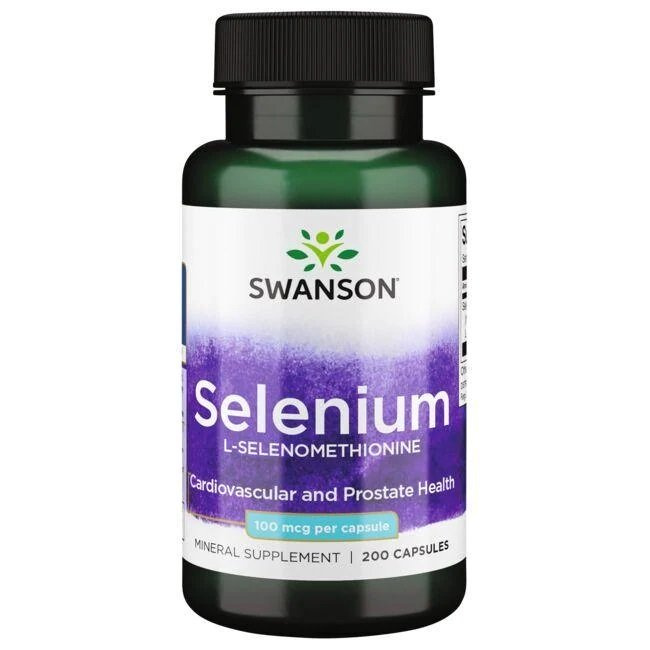 Swanson Selenium 100mcg as L-selenomethionine for Thyroid and Immune Support 200 Capsules