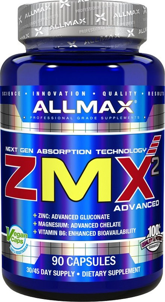 AllMax Nutrition ZMX 2 Advanced Supplement with Zinc Magnesium and Vitamin B6 90 Capsules