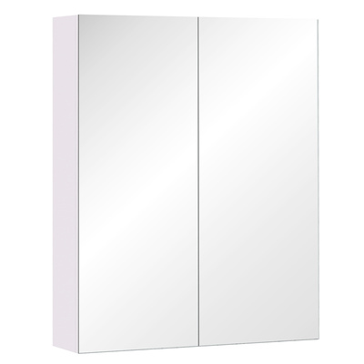 HOMCOM Bathroom Mirror Cabinet, 3-Tier Wall Mount Bathroom Storage Cabinet with Soft-Close Hinges and Adjustable Shelf, Double Door Cupboard, 60 x 15 x 75 cm, White