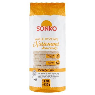 Sonko Gluten Free Vegan Rice Cakes with Sunflower Seeds 130g