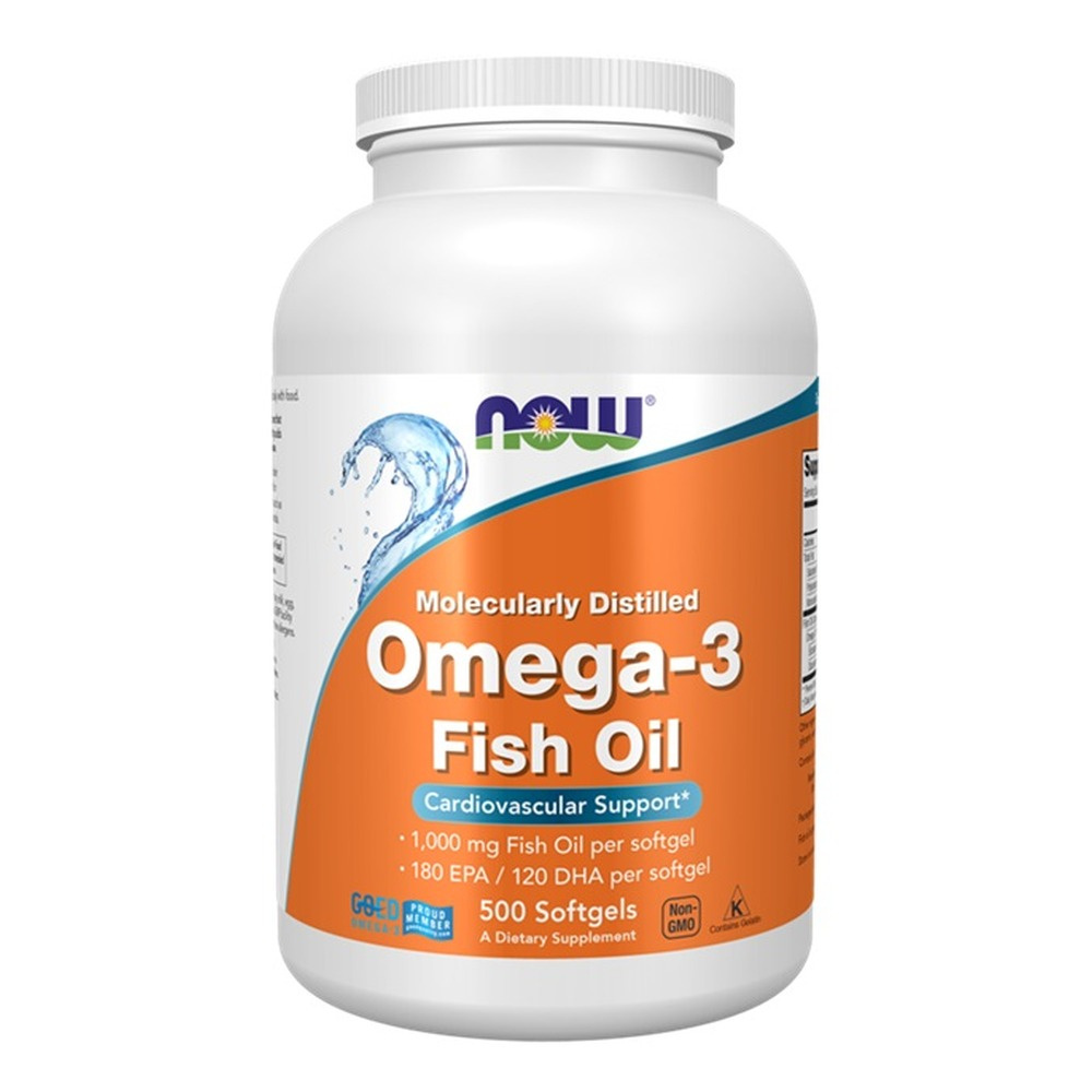 Now Foods Omega-3 Fish Oil Molecularly Distilled Supports Brain Heart Health & Healthy Vision 500 Capsules