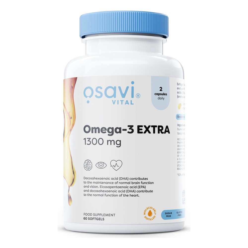 Osavi Omega 3 Extra Molecularly Distilled 1300mg Lemon 60 softgels