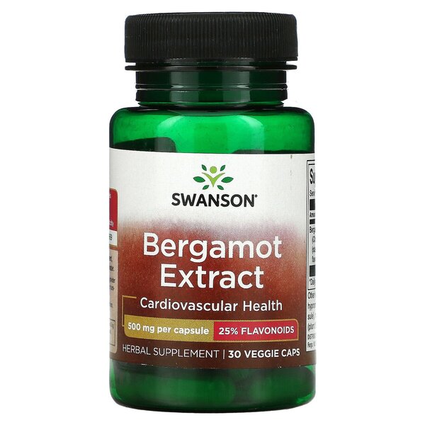 Swanson Bergamot Extract 500mg for Cardiovascular Support 30 Capsules