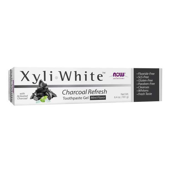 NOW Foods XyliWhite Charcoal Refresh Toothpaste Gel with Activated Charcoal 181g
