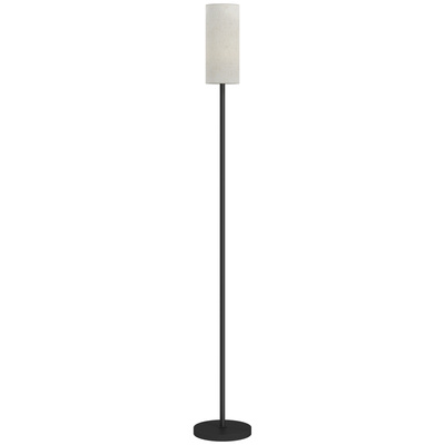 HOMCOM Floor Lamp for Living Room, Modern Standing Lamp with Linen Shade & Foot Switch, Minimalist Tall Pole Lampshade for Bedroom, Office, White