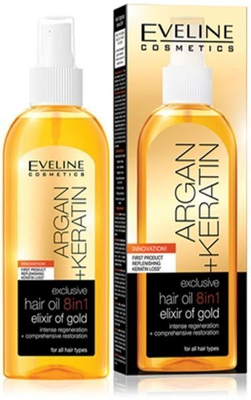 Eveline Argan Keratin Moisturizing Argan Hair Oil for Damaged and Dyed Hair 150ml