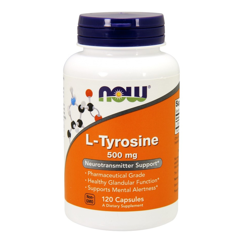 NOW Foods L-Tyrosine 500 mg Brain Energy and Thyroid Support 120 Capsules