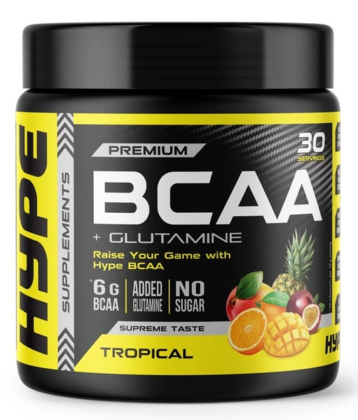 Hype BCAA plus Glutamine Tropical Powder for Muscle Recovery 300g