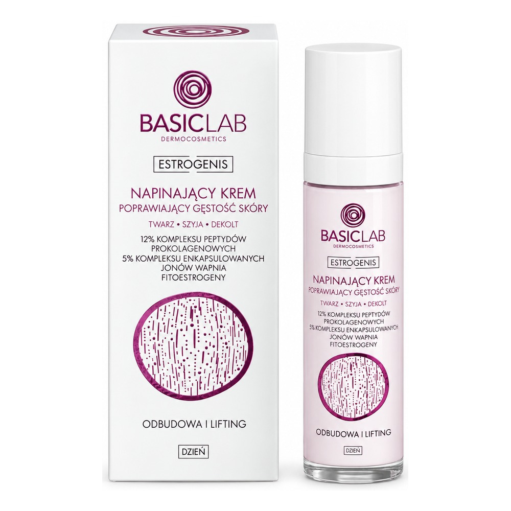 BasicLab Estrogenis Firming Day Cream for Face, Neck & Décolleté with 12% Pro-Collagen Peptides 50ml
