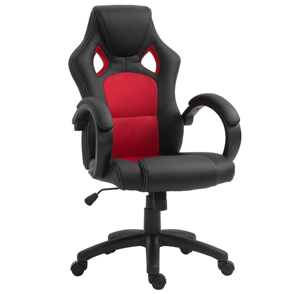Vinsetto Office Chair Faux Leather Swivel Computer Desk Chair for Home Office with Wheels Armrests Black