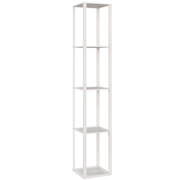 HOMCOM RGB LED Floor Lamp with Shelves, Modern Dimmable Standing Lamp with Remote Control, Adjustable Brightness & Speed for Living Room, Bedroom, Office, White