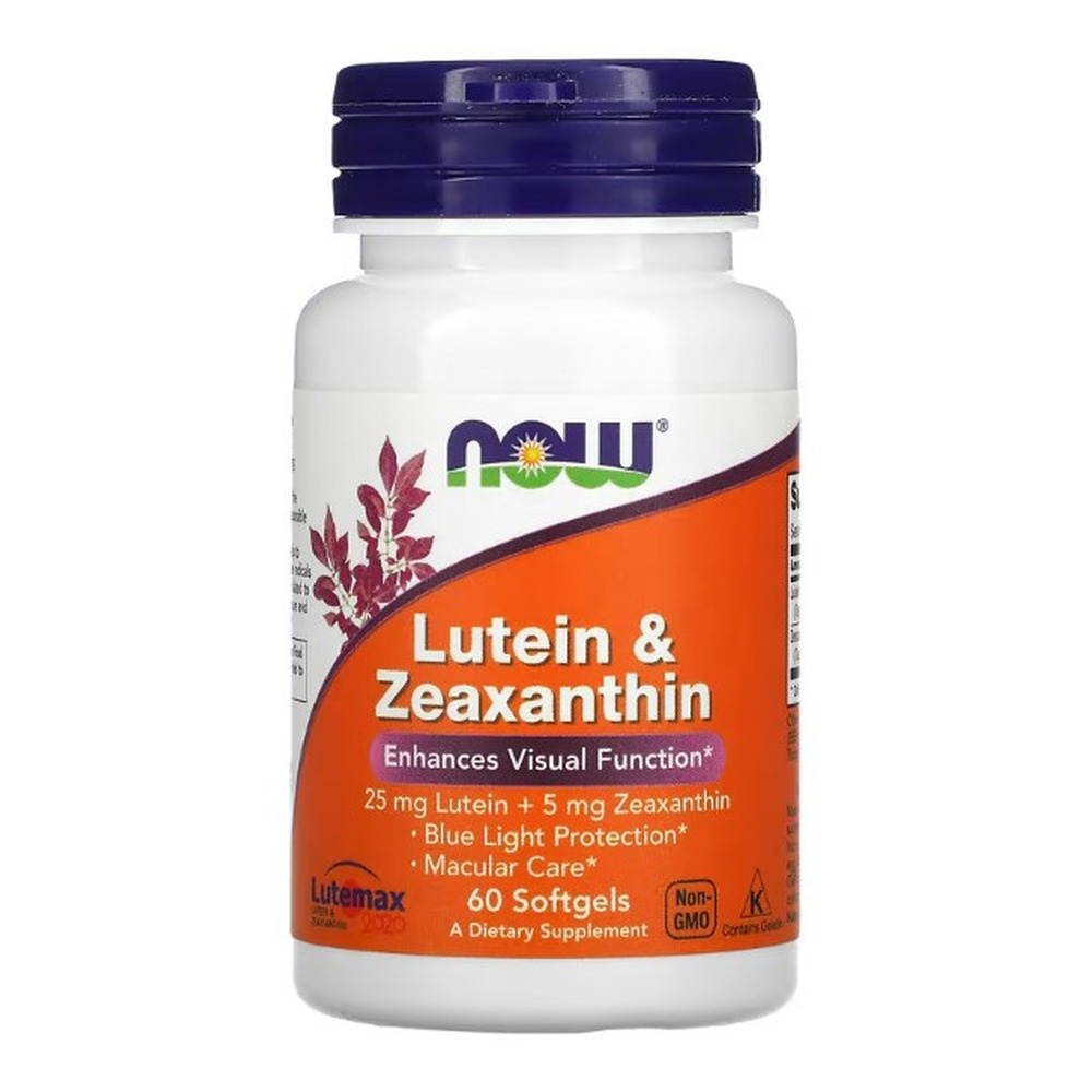 NOW Foods Lutein & Zeaxanthin 25 mg + 5 mg Vision Support and Retinal Protection 60 Capsules