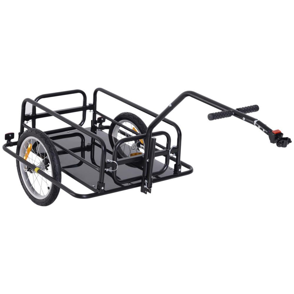 HOMCOM Bike Cargo Trailer Bicycle Trailer Cargo Storage Cart w/ Hitch Cycling Camping Luggage Storage Carrier Transport Steel Black