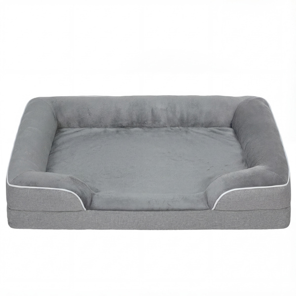 PawHut Dog Sofa Bed, Washable Pet Bed with Removable Cover and Non-Slip Bottom for Cats, Small and Medium Dogs, Grey