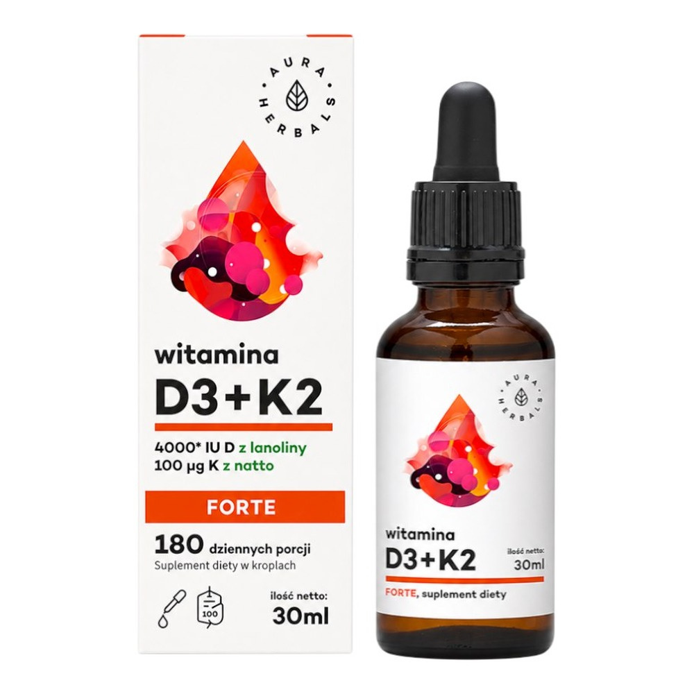 AURA HERBALS Vitamin D3 + K2 MK-7 Forte Drops 30ml