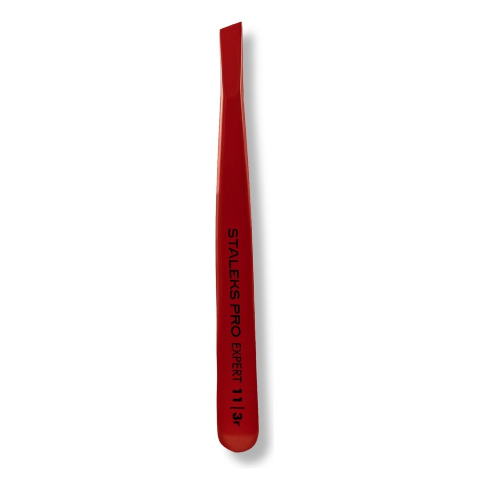 Staleks Pro Expert 11 Type 3r Eyebrow Tweezers Wide Beveled Tip Red