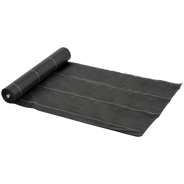 Outsunny 2m x 50m Weed Control Membrane, Heavy Duty Weed Control Barrier Fabric, 90gsm Ground Cover for Patios, Garden, Flower beds, Landscaping