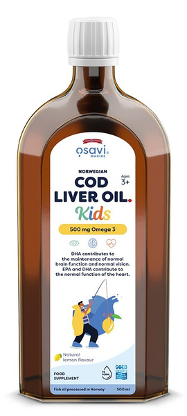 Osavi Cod Liver Oil for Kids 500mg Omega 3 Lemon 500ml