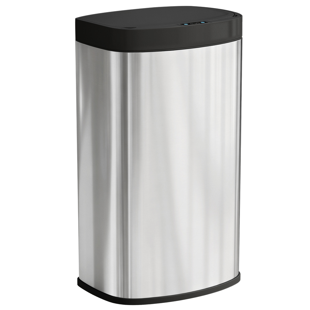 HOMCOM 55L Sensor Bin with Soft-Close Lid, Automatic Touchless Motion Sensor Kitchen Bin with Fingerprint Resistant Stainless Steel for Hygienic Gyms, Home Office Use, Silver Tone