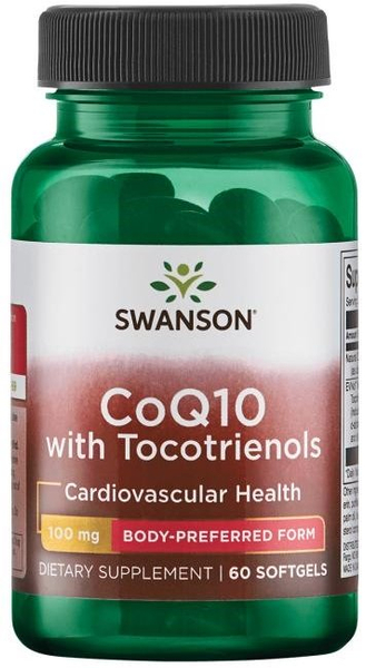 Swanson CoQ10 100mg with Tocotrienols for Heart Health Support 60 Softgels