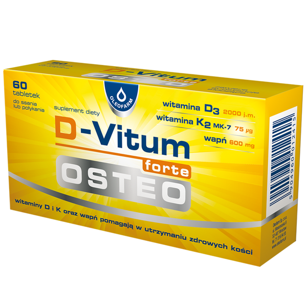 D-Vitum Forte Osteo Calcium Vitamin D and K for Healthy Bones 60 Tablets