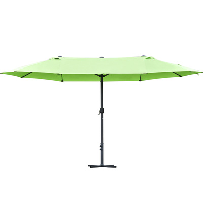 Outsunny 4.6M Sun Umbrella Canopy Double-sided Crank Sun Shade w/ Cross Base Green