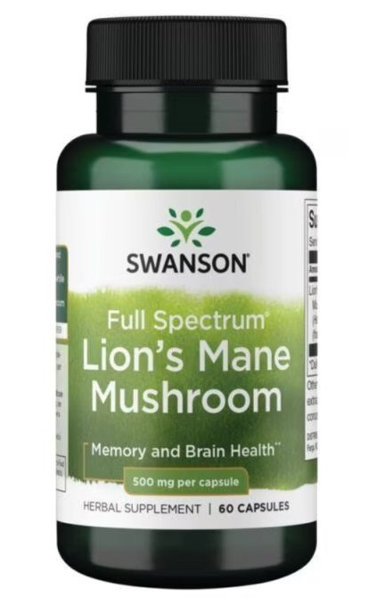 Swanson Lion's Mane Mushroom 500mg for Brain Health and Focus 60 Capsules