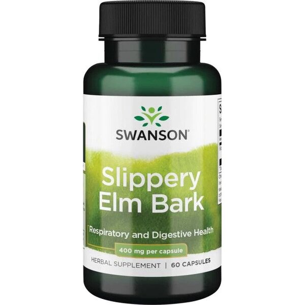 Swanson Slippery Elm Bark 400mg for Throat & Respiratory Support 60 Caps