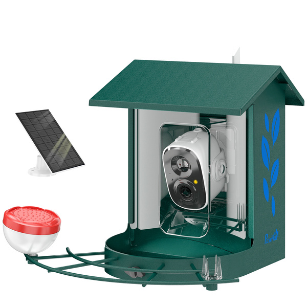 PawHut Smart Bird Feeder Camera 2K HD with AI Identifies 16,000+ Species, 2K HD Auto Capture Video, APP Instant Notifications