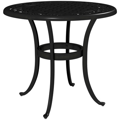 Outsunny Outdoor Garden Table, Cast Aluminium Patio End Table with Anti-slip Foot Pads for Garden, Patio, Balcony, 60 x 52.5cm, Black