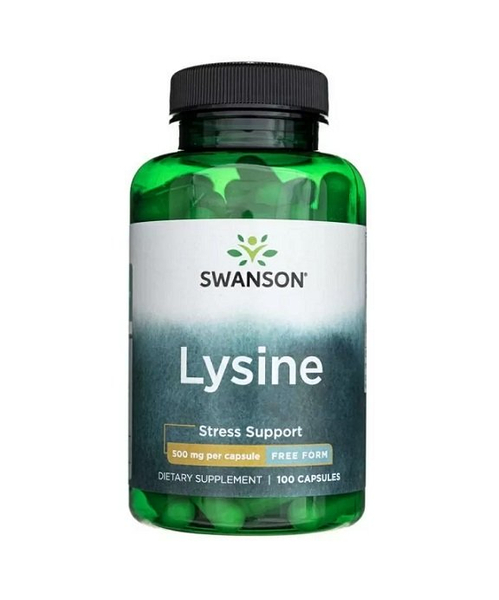 Swanson L-Lysine 500mg Free-Form for Amino Acid Support 100 Capsules