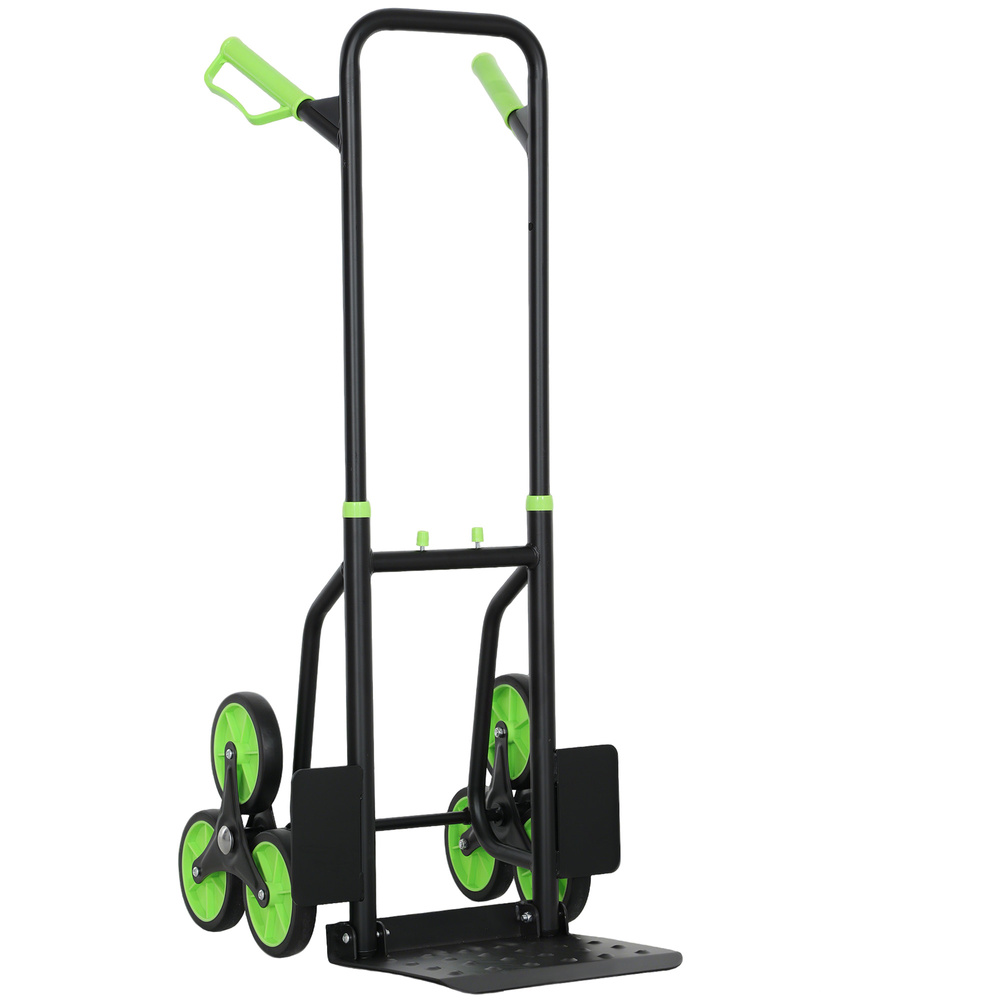 DURHAND Six-Wheel Folding Sack Barrow Trolley - Black/Green