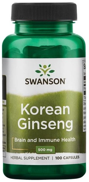 Swanson Korean Ginseng 500mg for Energy and Vitality 100 Capsules