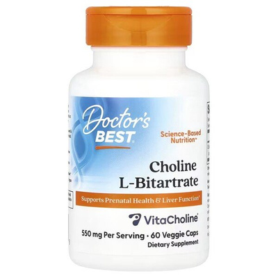 Doctor's Best Choline L-Bitartrate 550mg For Prenatal Health and Liver Function 60 Vcaps