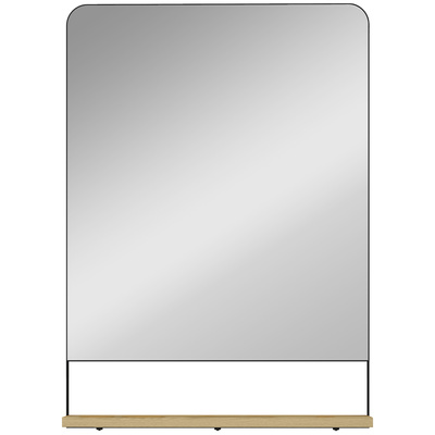 HOMCOM Wall Mirror with Wood Shelf - Black