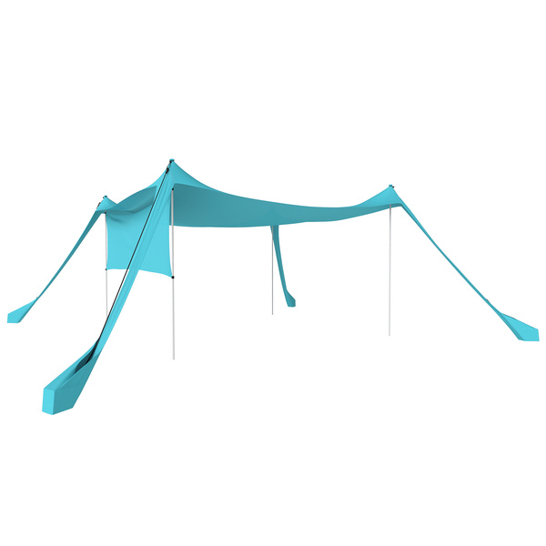 Outsunny Beach Tent Event Shelter with Detachable Sidewall and Carry Bag, for Camping, Trips, Fishing, Picnics, Sky Blue