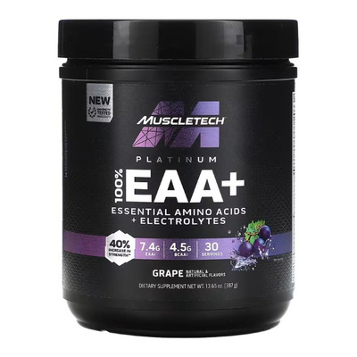 MuscleTech Platinum 100% EAA+ Powder Grape for Muscle Strength and Recovery 387g
