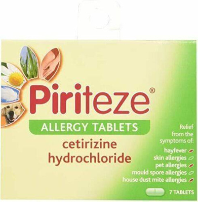 Piriteze Allergy Tablets Citrizine Hydrochloride 7 Tablets