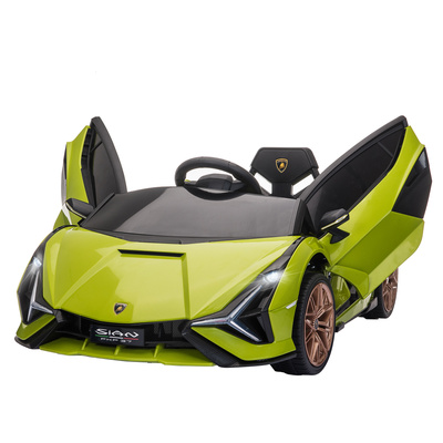 HOMCOM Lamborghini Sian Licensed 12V Electric Car for Kids 2 Motors Toy Car with Remote Control Music Lights MP3 for 3-5 Years Green