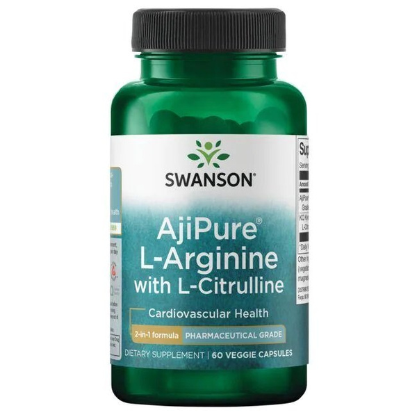 Swanson AjiPure L-Arginine and Citrulline for Circulation 60 Vcaps