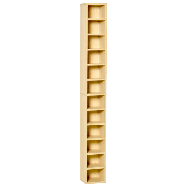 HOMCOM 204 CD Tall Narrow Media Storage Tower - Oak Tone