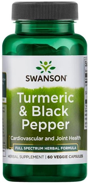 Swanson Turmeric and Black Pepper for Immune and Digestive Support 60 Vcapsules