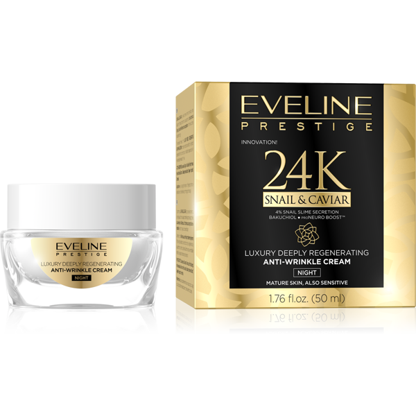 Eveline Prestige 24K Snail & Caviar Anti-Wrinkle Night Cream for Mature Skin 50ml