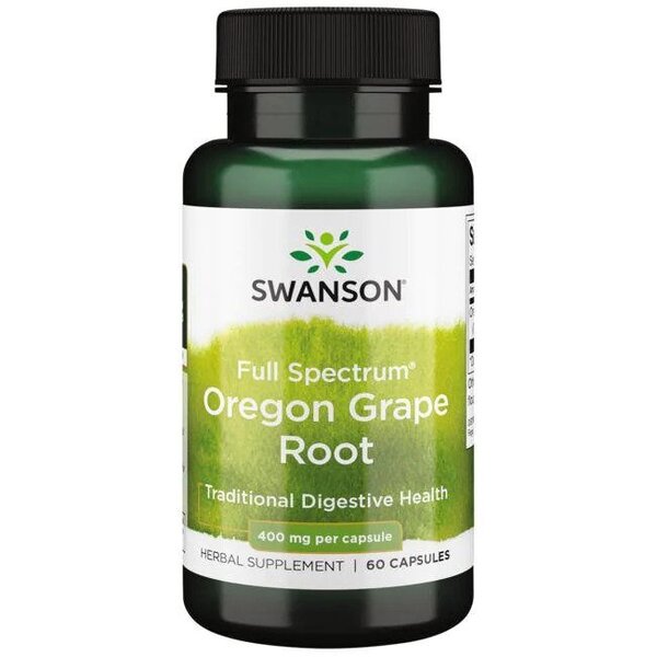 Swanson Oregon Grape Root 400mg Supporting Digestion 60 Capsules