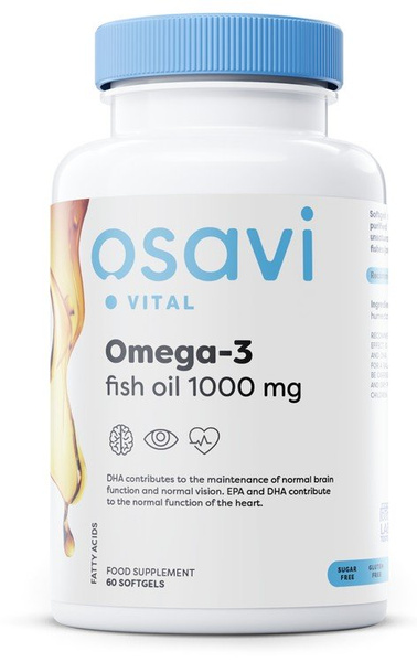 Osavi Omega 3 Fish Oil Molecularly Distilled 1000mg Lemon 60 softgels