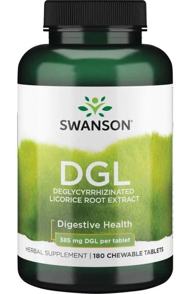 Swanson DGL 385mg Deglycyrrhizinated Licorice for Stomach Support 180 Chewable Tablets
