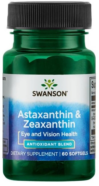 Swanson Astaxanthin and Zeaxanthin 4mg/4mg for Eye Health Support 60 Softgels